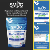 SMUG Supplements Magnesium Citrate - Pack of 60 High Strength 600mg Capsules – Supports Nervous System - Can Reduce Tiredness and Fatigue – for Men and Women - Made in Britain