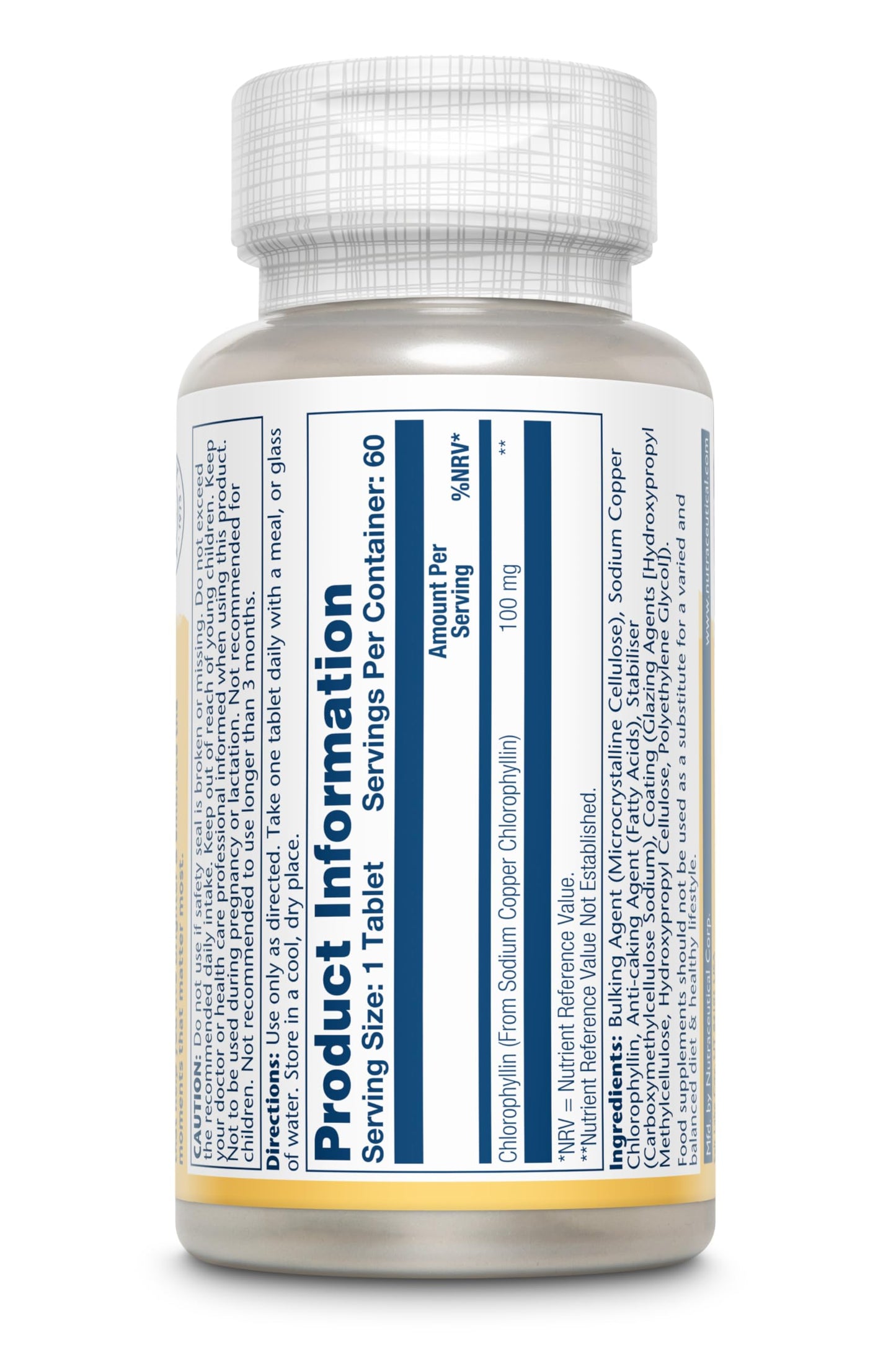 SOLARAY Chlorophyll - 60 Vegan Tablets not Capsules - High Strength Chlorophyllin Supplement from Sodium Copper - Lab Verified - Solaray