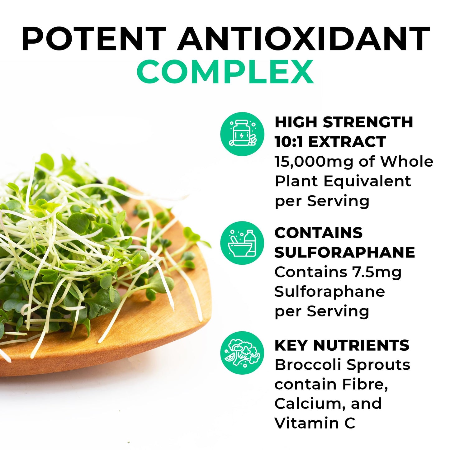 LOVE LIFE SUPPLEMENTS Broccoli Sprout Extract by LLS | Contains Activated Sulforaphane | 60 Capsules | 15,000mg of Whole Plant Equivalent per Serving | Sulforaphane Supplement | Potent Antioxidant Content