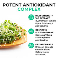 LOVE LIFE SUPPLEMENTS Broccoli Sprout Extract by LLS | Contains Activated Sulforaphane | 60 Capsules | 15,000mg of Whole Plant Equivalent per Serving | Sulforaphane Supplement | Potent Antioxidant Content