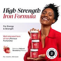 novomins Iron Gummies with Vitamin C - Sugar Free - 1 Month Supply - 20mg with 24mg Vitamin C - Immune System & Energy - Alternative to High Strength Tablets - Iron Supplements for Women & Men - Novomins