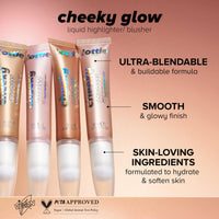 Lottie London Cheeky Glow in Golden Glaze, Liquid Blush & Sheer Highlighter, Buildable Formula Infused with Hyaluronic Acid, Vegan & Cruelty-free