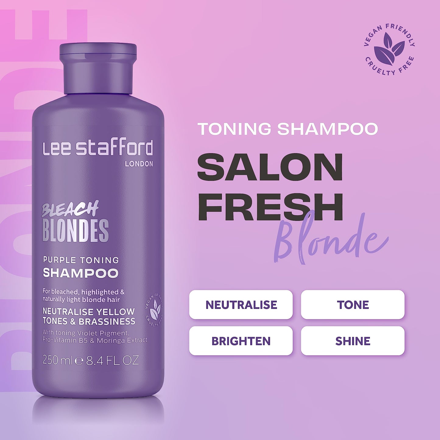 Lee Stafford Bleach Blondes Purple Toning Shampoo | A Weekly Toning Purple Shampoo for Blonde Hair Cleansing
