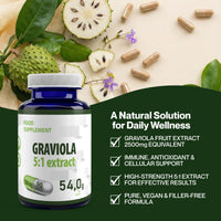 Hepatica Graviola Fruit Extract 2500mg Equivalent (500mg of 5:1 Extract) 90 Vegan Capsules, 3rd Party lab Tested, High Strength Supplement, Gluten and GMO Free