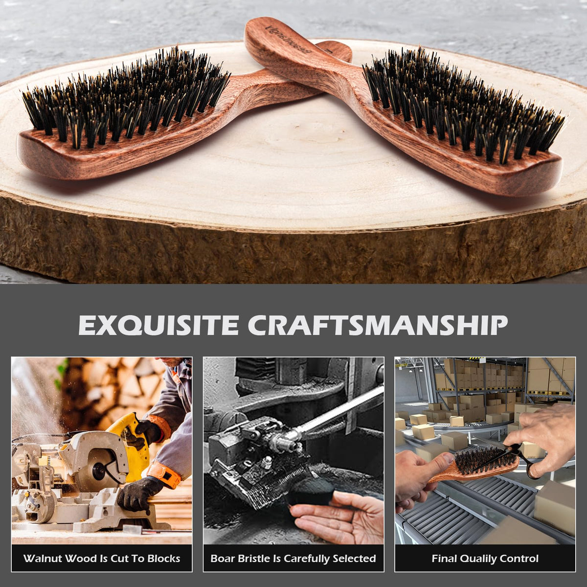 BEAUNTANGLY Hair Brush for Men, 100% Boar Bristle Hair Brush for Men Women’s Hair Smoothing, Styling, Detangling, Moisturizing, Adding Shine, Improving Blood Circulation, Promoting Hair Growth