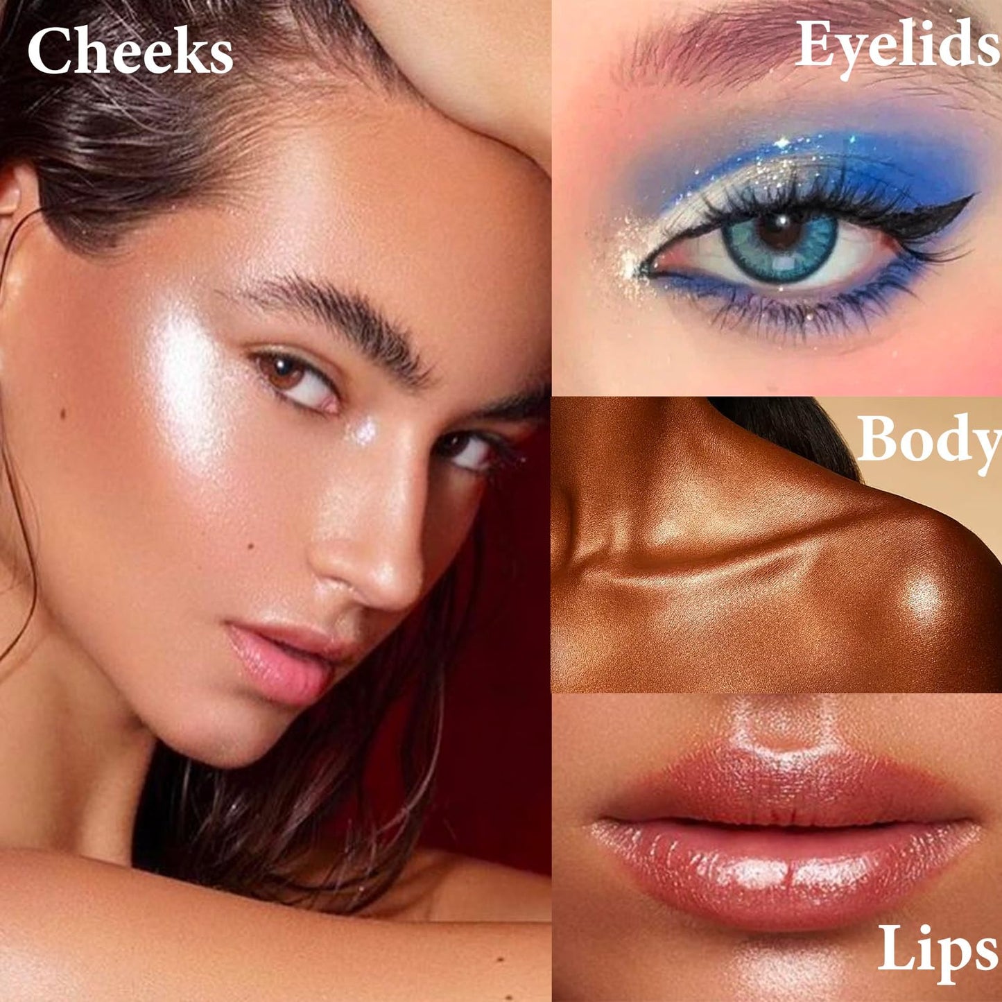 LYNTYAOU Highlighter Powder Makeup Palette, Face Highlighter Palette, Long Lasting Lightweight Shimmer Colors for Highlighting and Contouring, Diamond Shine Highlighter (Golden)