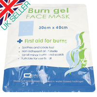 Qualicare Burn Gel Face Mask 30cm x 40cm - Sterile Soft Foam Dressing Soaked in Water-Based Hydrogel