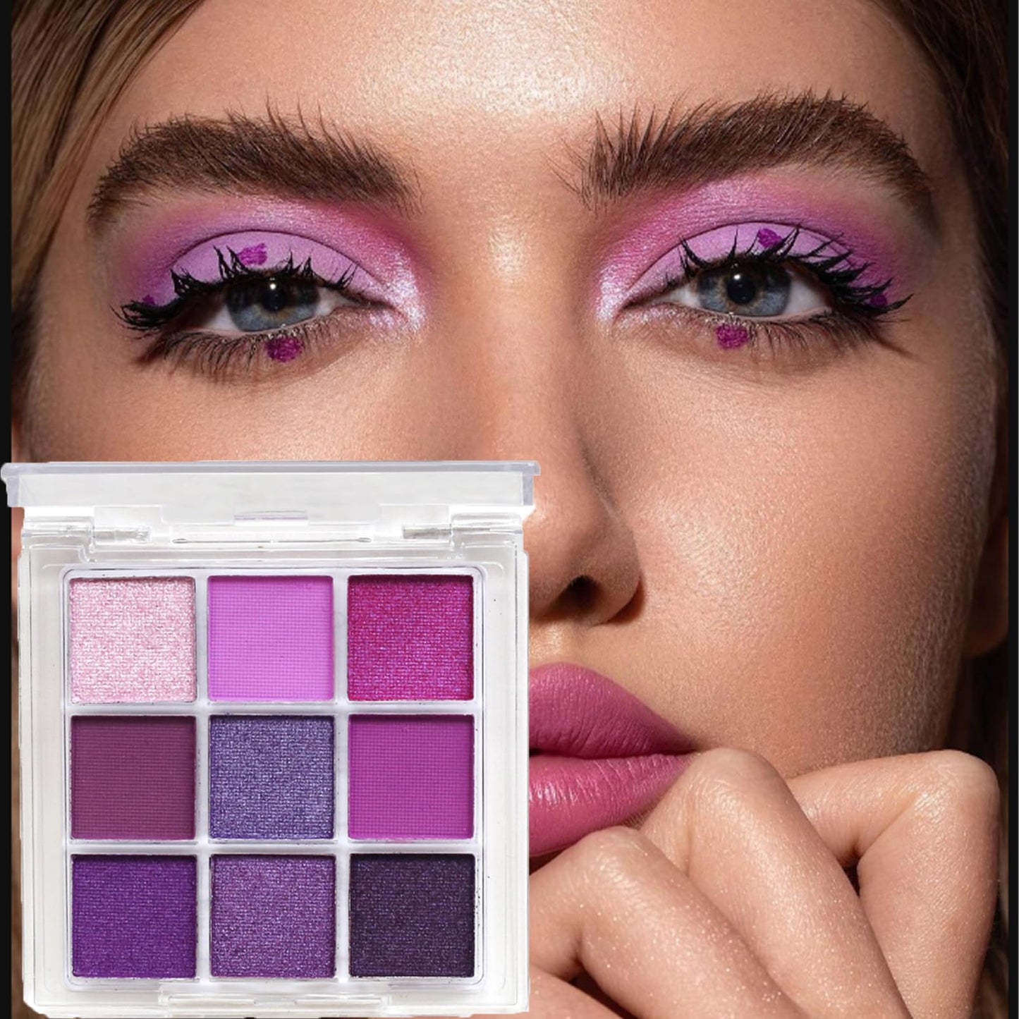 SHEBEEDO Matte Pearlescent Purple Eyeshadow Palette 9 Eyeshadow Shades, Shimmering Pale Purple Makeup Set, Waterproof, Long Lasting Intense Colour, Mixable Pressed Pigment Eyeshadows, Gift for Girls, Women