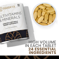 Auralia Medical Group Bariatric Multivitamins with Iron & Calcium + Minerals 1 PER Day Vitamins Gastric Bypass Sleeve Supplements 60 Tablets (2-Month Supply)