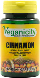Veganicity Cinnamon 500mg General Health and Well-Being Supplement - 30 Capsules