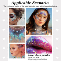 Dacitiery 3Pcs Body Glitter Gel Kit, 50ml Mermaid Sequins Chunky Glitter Liquid Gel for Face, Body, Eye, Hair, Nail DIY Art Festival Party Makeup Decoration