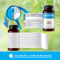 Iron Supplement High Strength - Iron Citrate 75 mg - 300 Capsules by BIOHERBA - Supports Red Blood Cell Production and Boosts Energy