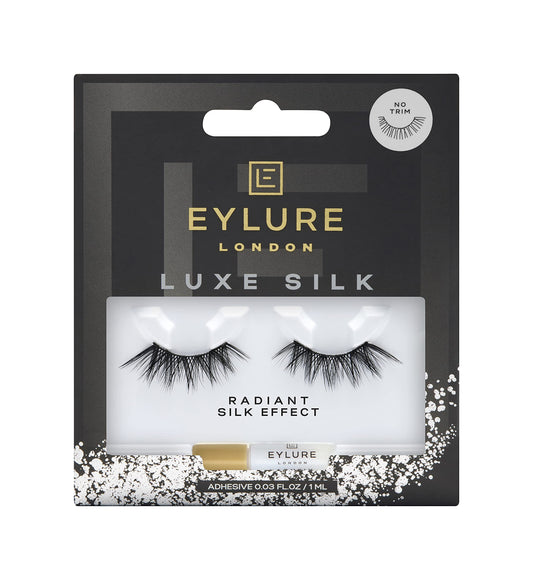 Eylure Luxe Silk Accent Radient False Eyelash, Black, Reusable, 1 Pair