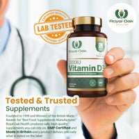 Royal Oak Health Vitamin D3 2000iu (Cholecalciferol) x360 Soft Gel Capsules / 12 Month Supply - High Strength Easy to Swallow Vitamin D Tablet Alternative Supplement for Immune, Muscle, Bones & Teeth