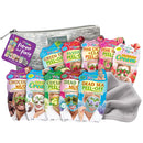 7th Heaven Pamper & Party Skincare Set - 10 x Face Masks, Silver Make Up Bag & Cleansing Face Cloth - Gift Set Mix of Peel Off Masks & Cream Face Masks