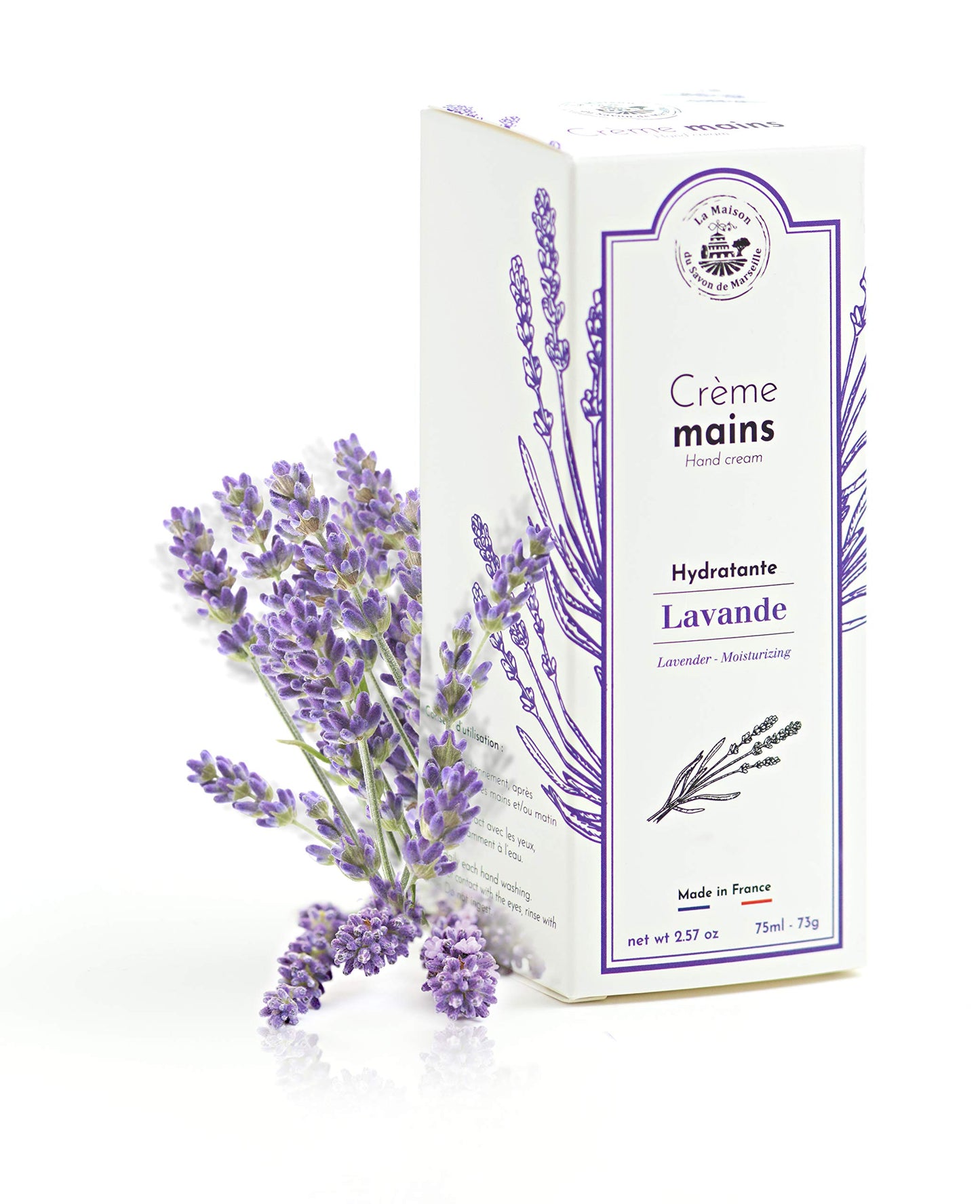 LA MAISON DU SAVON Maison du Savon de Marseille - French Hand Cream - Natural Organic Moisturiser made with Lavender from Provence - 75 ml Tube