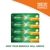 Berocca Energy Vitamin Tablets Orange Flavour, High Dose of Vitamin B Complex, Vitamin B12,60 Tablets (4 x 15)- 2 Months Supply(Packaging May Vary)