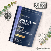 Horbäach Quercetin Supplement with Bromelain 819mg | 120 Vegan Tablets | Complex Formula Providing 519mg of Quercetin with Bromelain, Vitamin C, Rosehip, Acerola and Rutin | by Horbaach