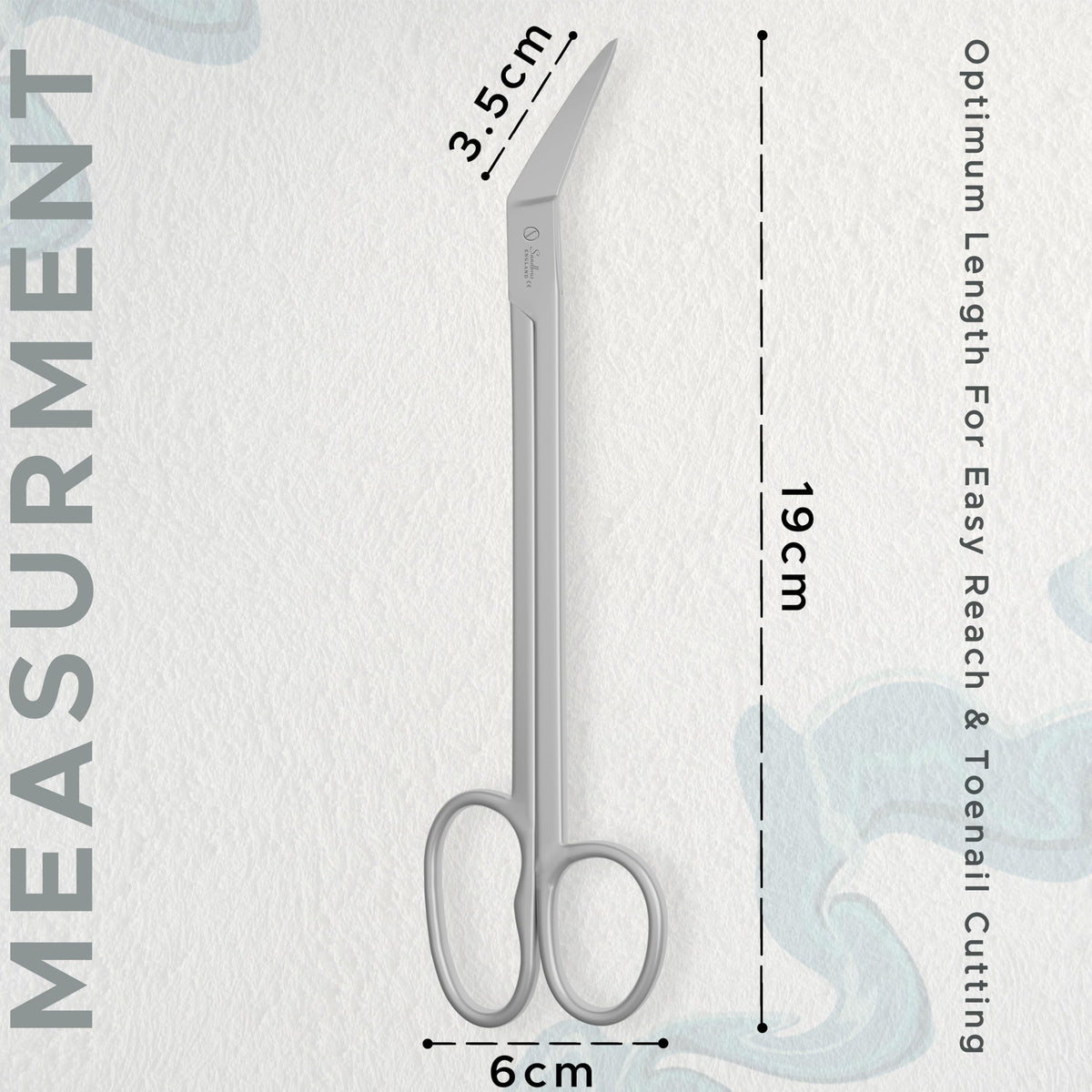 Sandbros Long Handled Toenail Clippers for Thick Nails, 19cm Angled Tip Long Handled Nail Scissors for Toenails, Heavy Duty Long Handled Toenail Scissors for Thick Nails, Podiatry Tools for Elderly, Back Pain
