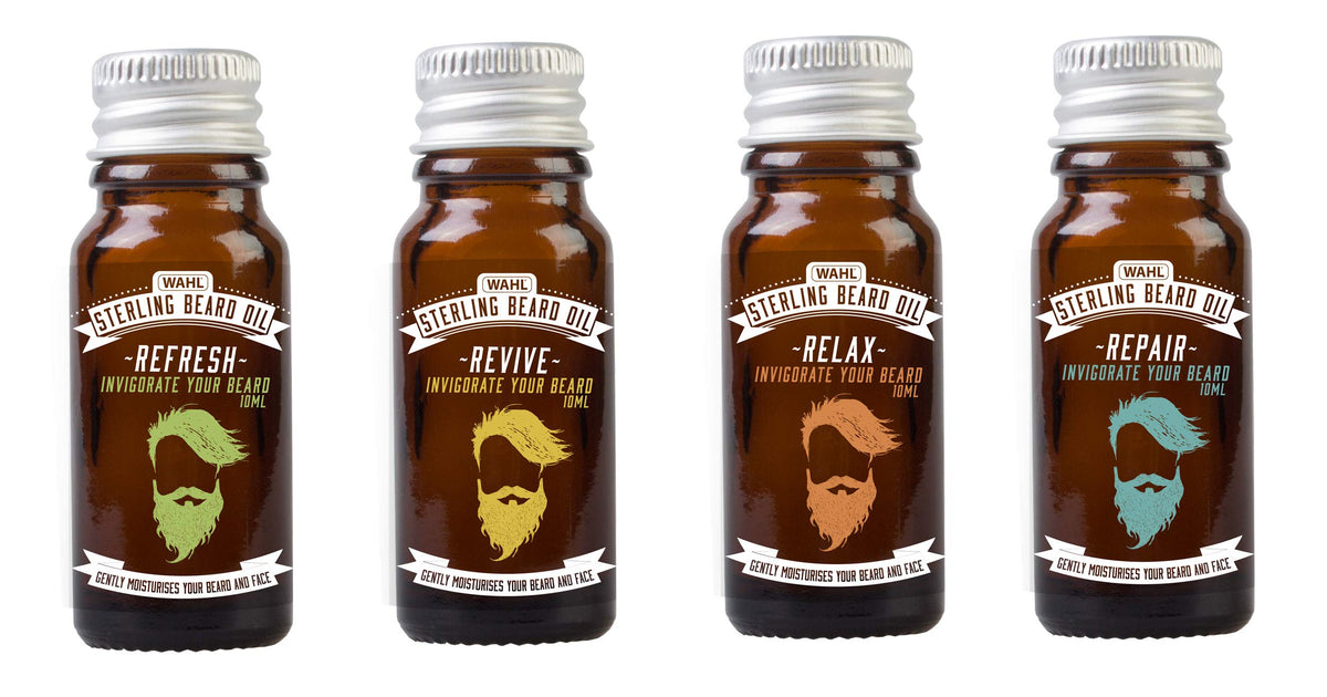 Wahl Beard Oil Gift Set 4 X 10 ml Fragrances, Gifts for Men