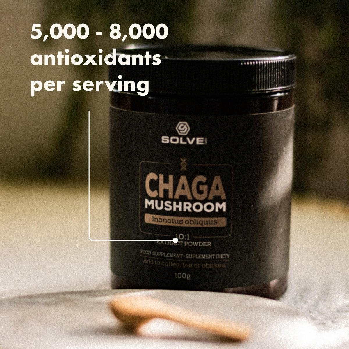 Solve Labs SOLVE Labs® ● Premium Siberian Chaga Extract Powder ● 10% Beta-D-Glucans ● 10:1 Extract ● Zero Fillers & Additives ● 100g ● 3 Months Supply