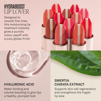 Mii Cosmetics HydraBoost Lip Lover Lipstick | Highly Pigmented and Glossy Lipstick for Women | Hydrating Lipstick with Hyaluronic Acid | Moisturising Lipstick for Healthy, Plump Lips | In Bloom