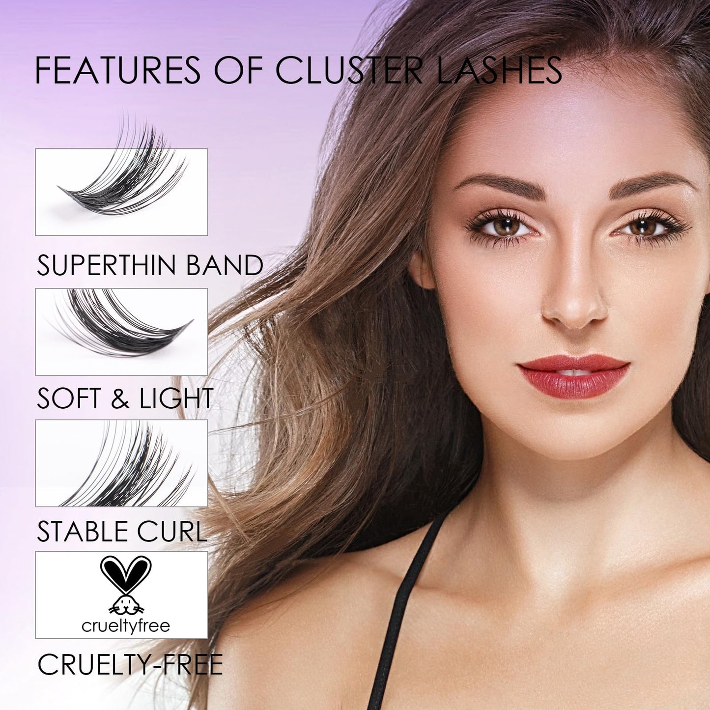 ocean pearl Cluster Lashes 72 Clusters Individual Lashes DIY Lash Extensions 10-16mm Length Reusable Soft Natural False Eyelashes Super Thin Band Wide Stem Eyelash Extensions for Makeup at Home