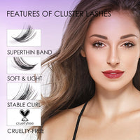 ocean pearl Cluster Lashes 72 Clusters Individual Lashes DIY Lash Extensions 10-16mm Length Reusable Soft Natural False Eyelashes Super Thin Band Wide Stem Eyelash Extensions for Makeup at Home