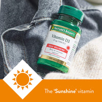 Nature's Bounty Vitamin D3 25 µg (1000 IU) Tablets - Pack of 100 Tablets, One-a-day - High Strength Vitamin D - Bone, Muscle and Immunity Support - Suitable for Vegetarians