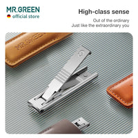 MR.GREEN Ultra Thin Nail Clippers Advanced Precision Technology Nail Cutters with Cow Leather Cover Superior Texture Manicure Tools (Dark Brown)