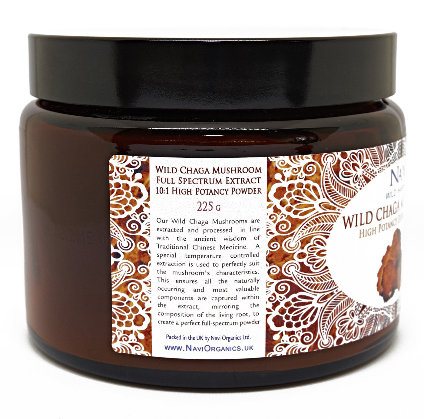 Na'vi Organics Wild Harvested Chaga Mushroom (Dual Extraction) Extract Powder (225 g)