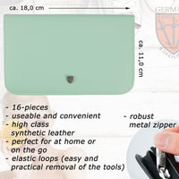 3 Swords Germany - brand quality 16 piece manicure pedicure grooming kit set in mint fashion leather case in gift box - Made by 3 Swords