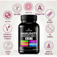 Immune System Booster Supplement - 120 Capsules - Vitamin C and Zinc, Elderberry, Iron, Vitamin B12, D3, Turmeric, Selenium, Garlic, Probiotic – Vegan Multivitamin Complex (Immune System Booster)