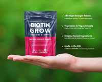Biotin Hair Growth Supplement - 180 Tablets Enhanced with Zinc & Copper - Biotin 10,000 µg (mcg) per Serving - Vegan, Hair Skin & Nails Vitamins