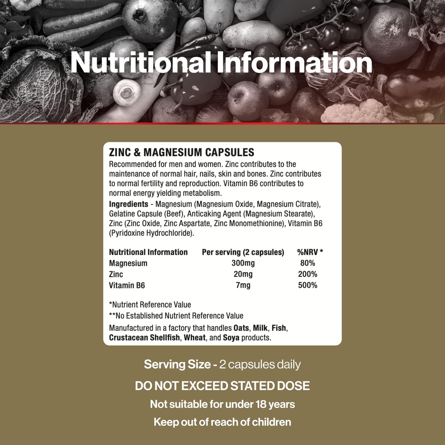 Vit Direct - Zinc and Magnesium Supplements with Vitamin B6 - Jumbo Pack - 200 Capsules - Supports Energy, Reduces Tiredness & Fatigue - Promotes Healthy Hair, Nails, Skin & Bones