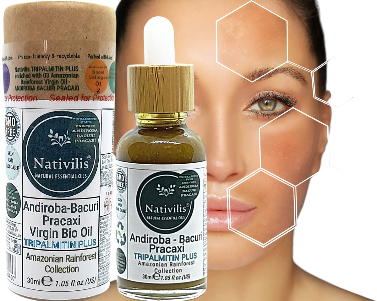 Nativilis Natural Essential Oils Nativilis Tripalmitine Plus enriched with 03 native Amazonas rainforest oil - ANDIROBA BACURI PRACAXI - promotes cell renewal of the skin and becomes more radiant, revitalised and soft - Copaiba