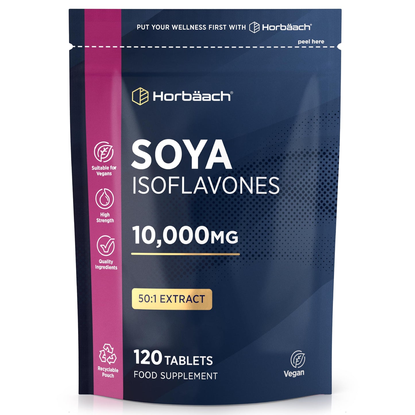 Horbäach SOYA Isoflavones 10,000mg | 120 Vegan Tablets | High Strength SOYA Bean Extract | Providing 80mg Isoflavones | by Horbaach