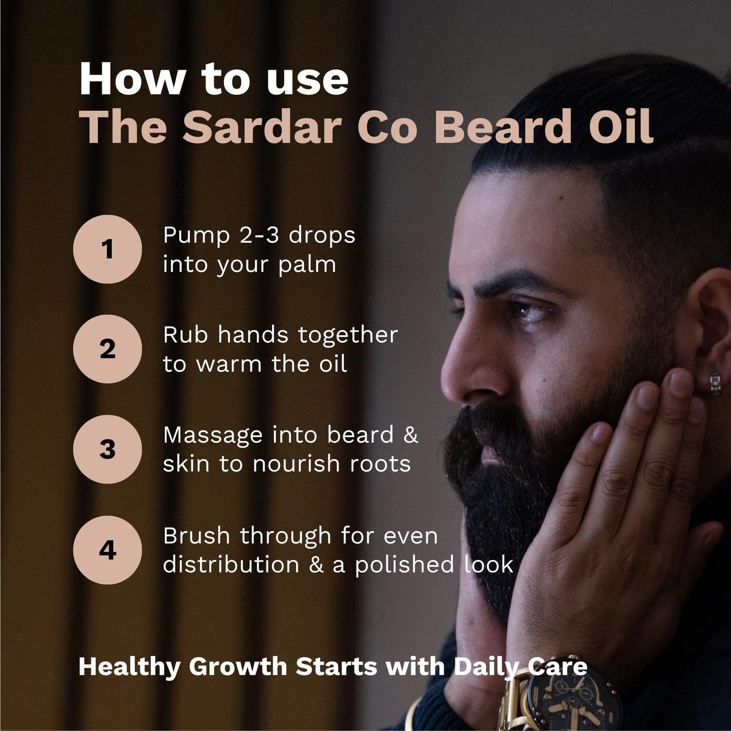 The Sardar Co THE SARDAR CO Coconut & Vanilla Beard Oil – Deep Hydration & Conditioning – Organic Argan & Jojoba for Growth, Softness & Nourishment – Lightweight, Non-Greasy Formula – 30ml