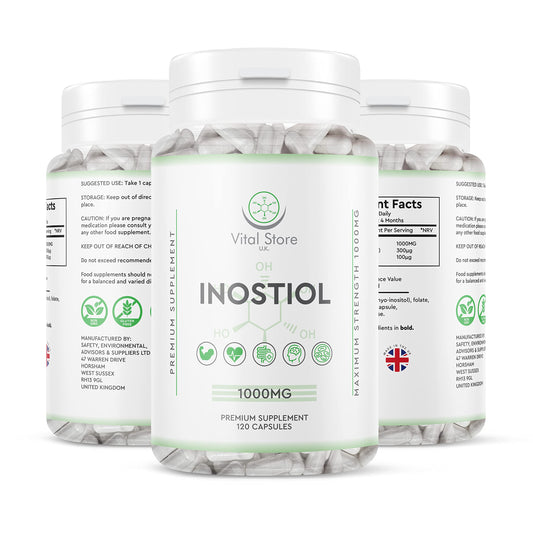 Inositol with Chromium & Folate 1000mg Vegan Capsules -120 Days Supply 4 Months - Vitamin b8 Vegan High Strength - UK Manufactured