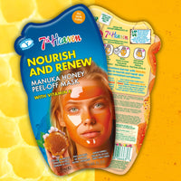 7th Heaven Manuka Honey Peel Off Face Mask with Vitamin E, Pack of 6 - Nourish and Renew - All Skin Types