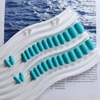 KQueenest Teal Blue Press on Nails Short Medium Square, Short False Nails, Glossy Turquoise Blue Fake Nails Press ons, Natural Fit, Coffin Reusable Gel Stick on Nail for Women 28 Pcs