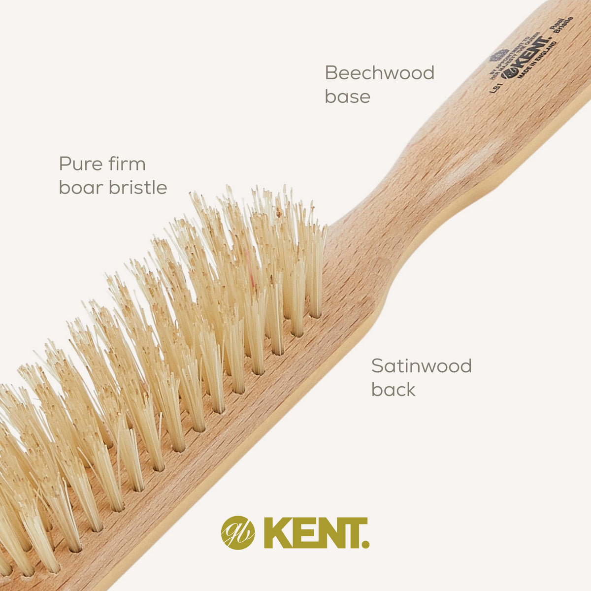 KENT Kent Narrow, White Bristle Brush - LS1 (PACK OF 1)