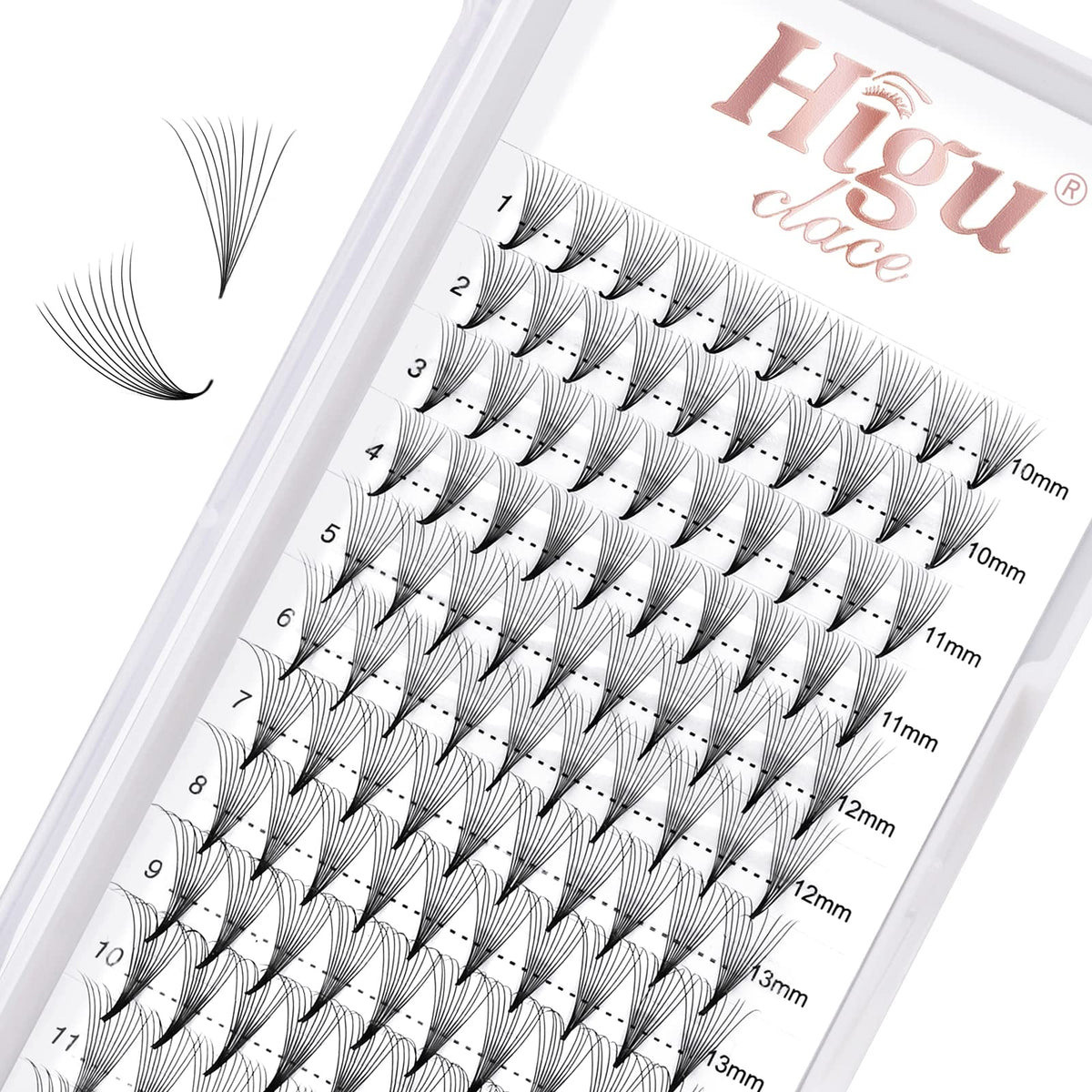Higu clace Higu Clace 10D 0.07 C Curl Mix 10-15mm Volume Eyelash Extensions With Pointed Base Middle Stem (10D 0.07 C Mix 10-15)