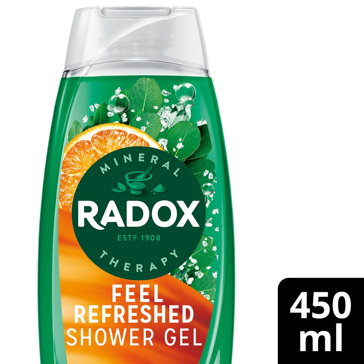 Radox Mineral Therapy Feel Refreshed body wash shower gel with a eucalyptus & citrus fragrance for a refreshing shower experience 450 ml