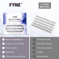 FYNE - KNOT FREE Individual Eyelashes, Black [60 Pcs, Ultra Thick Long 12mm, Single Pack] | Individual lashes, Eyelash Extensions, Natural Look | Volume Cluster Lashes | Premium False Lash Cluster