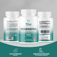 Vinco Supplements Vinco Resveratrol 1000mg, 60 Capsules - 100% Pure Trans-Resveratrol Supplement for Cellular Health and Cardiovascular Wellness - Non-GMO & Gluten Free - Made in The UK