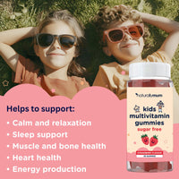 NaturallyMum Kids Multivitamin Gummies | for Children | Vegan Friendly | 30 Chewable Gummies | with Vitamins A, D, E, B6, B12, C | Sugar Free | Strawberry Flavour | 30-Day Supply