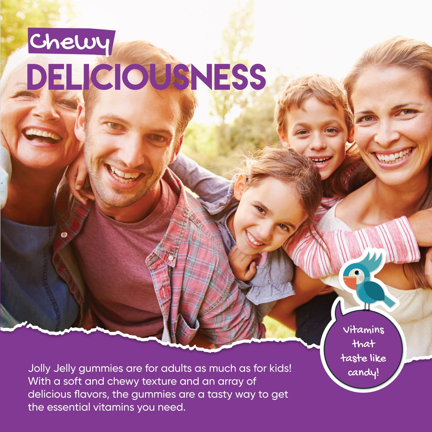 JOLLY JELLY Biotin Tapioca Fruity Gummies - 10,000mcg - Potent Formula for Hair Skin and Nails, Made with Organic Tapioca, Grape Flavour - Kosher, Halal, Non GMO - 60 Vegan Gummies.