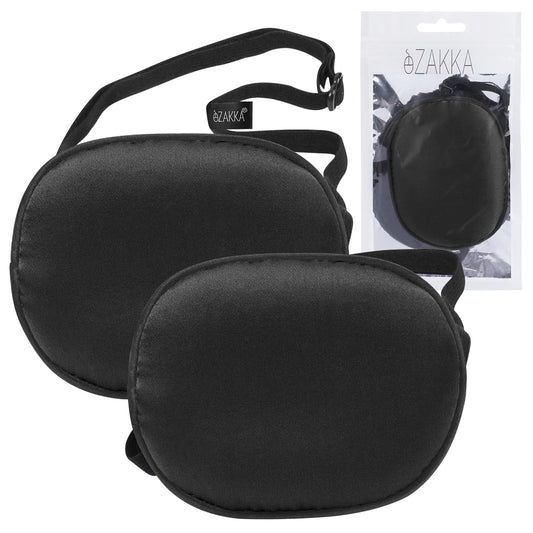 eZAKKA Silk Eye Patches for Adults, Comfortable Single Eye Patche for Left or Right Eye, Ideal for Eye Care & Treatment, 2-Pack Black