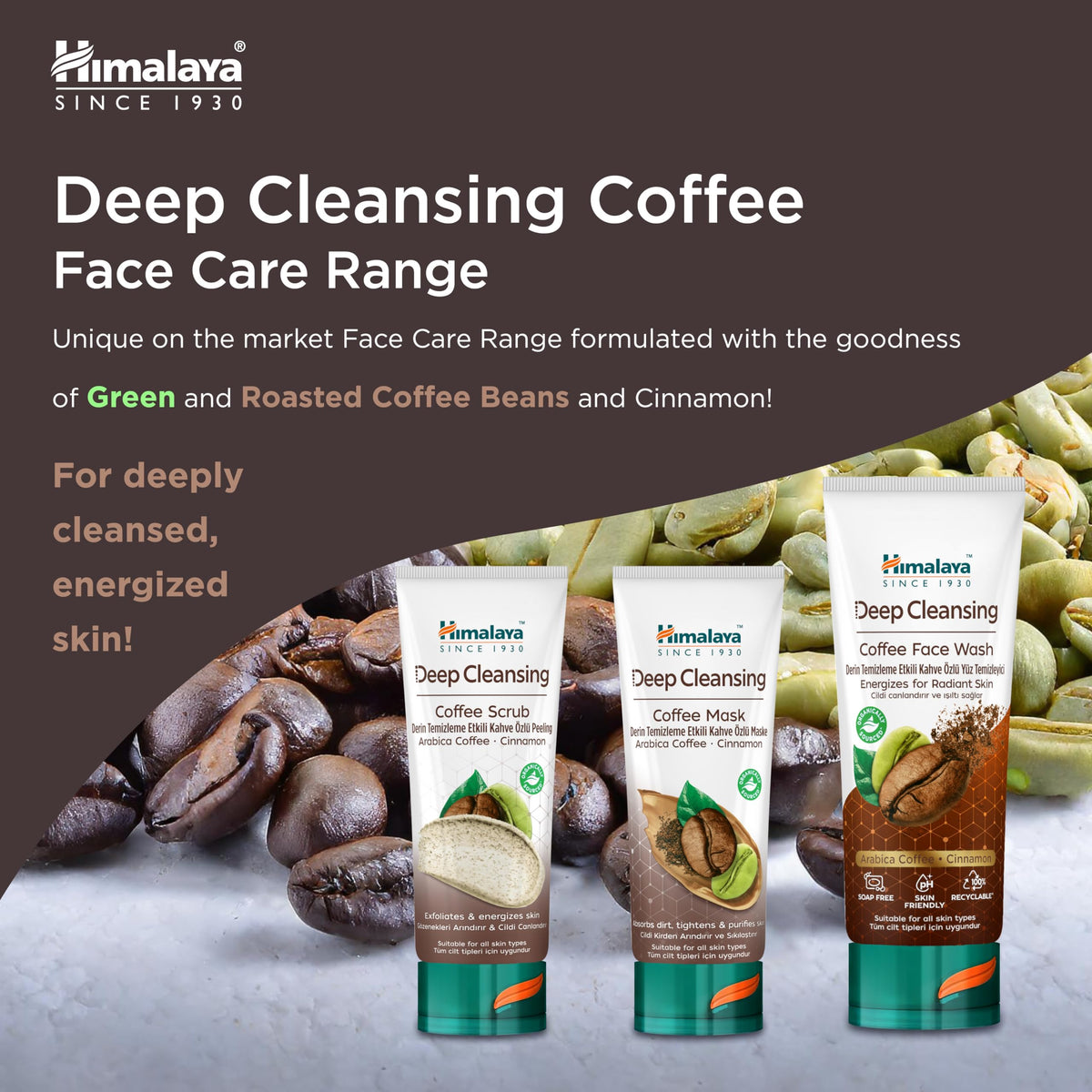 Himalaya Since 1930 Himalaya Deep Cleansing Coffee Face Scrub with Coffee and Cinnamon for Gently Exfoliated and Purified Skin with Radiant, Oil-Free Glow, 75ml